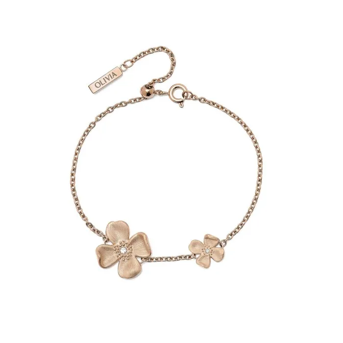 Women Bracelets Olivia Burton Dogwood Flower Carnation Gold Bracelet
