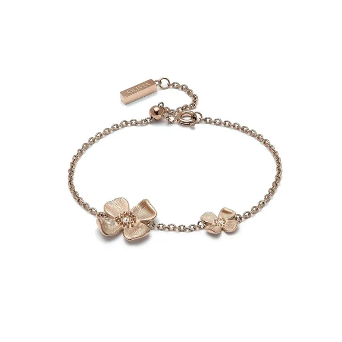Women Bracelets Olivia Burton Dogwood Flower Carnation Gold Bracelet