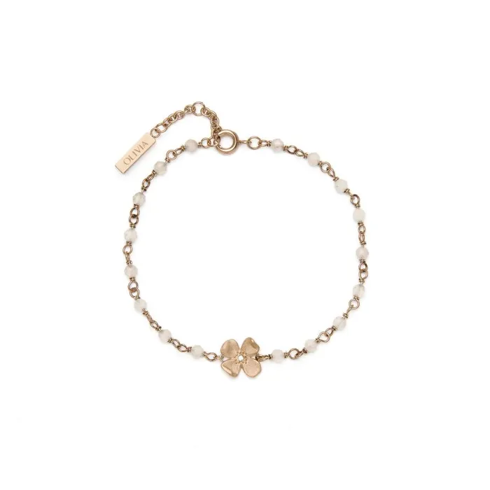 Women Bracelets Olivia Burton Dogwood Rose Gold Plated Beaded Charm Bracelet