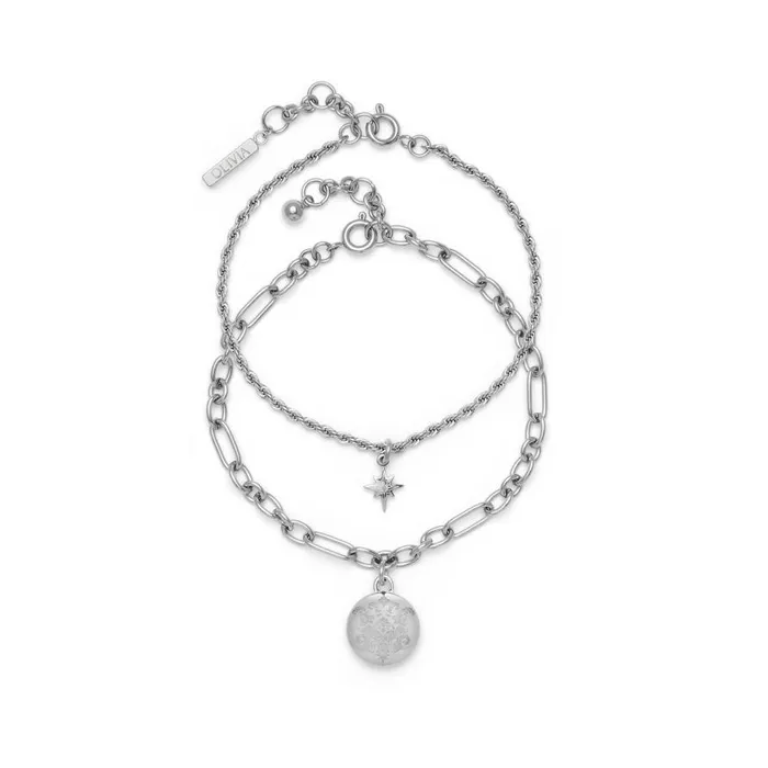 Women Bracelets Olivia Burton Ever Stacked Silver Tone MultiChain Bracelet