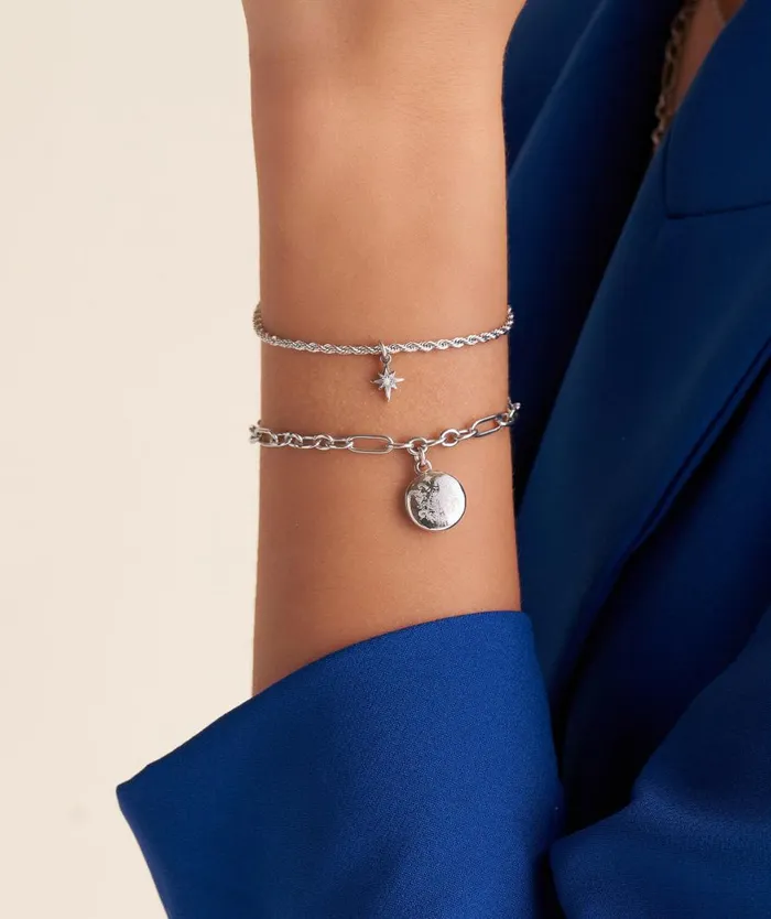Women Bracelets Olivia Burton Ever Stacked Silver Tone MultiChain Bracelet