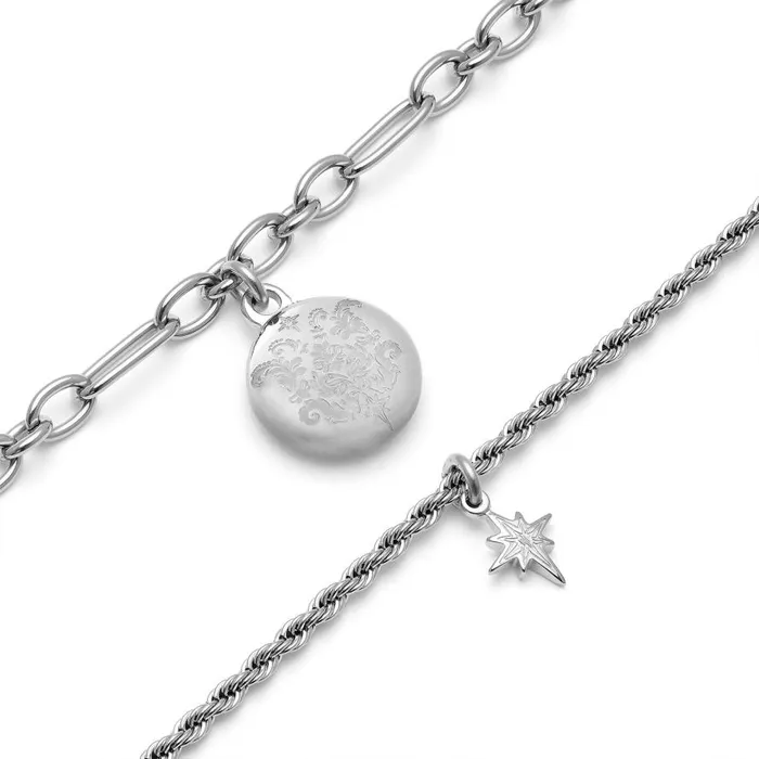 Women Bracelets Olivia Burton Ever Stacked Silver Tone MultiChain Bracelet