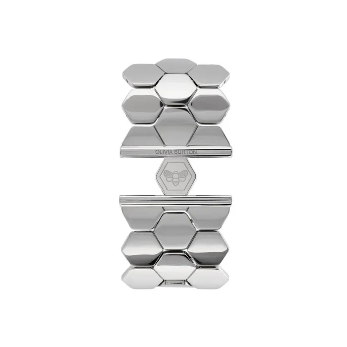 Women Bracelets Olivia Burton Honeycomb Silver Tone Cuff Bracelet