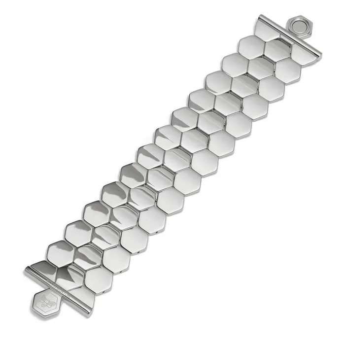 Women Bracelets Olivia Burton Honeycomb Silver Tone Cuff Bracelet