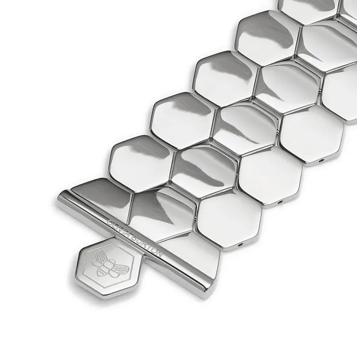 Women Bracelets Olivia Burton Honeycomb Silver Tone Cuff Bracelet