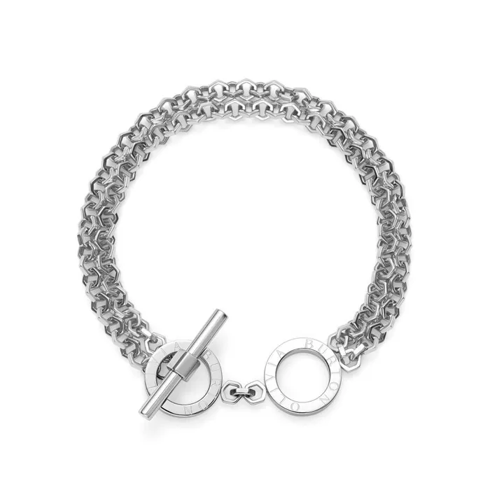 Women Bracelets Olivia Burton Honeycomb Toggle Silver Tone Bracelet