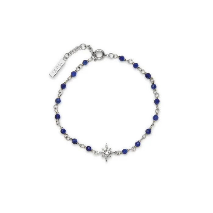 Women Bracelets Olivia Burton North Star Blue and Silver Tone Beaded Charm Bracelet