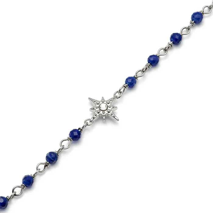 Women Bracelets Olivia Burton North Star Blue and Silver Tone Beaded Charm Bracelet Women Bracelets Olivia Burton North Star Blue and Silver Tone Beaded Charm Bracelet