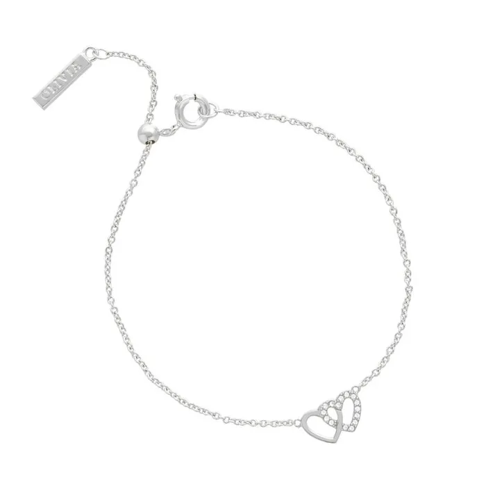 Women Bracelets Olivia Burton Silver Heart Bracelet and Necklace Gift Set