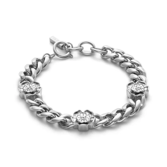 Women Bracelets Olivia Burton Tudor Rose Silver Tone Link Chain Bracelet