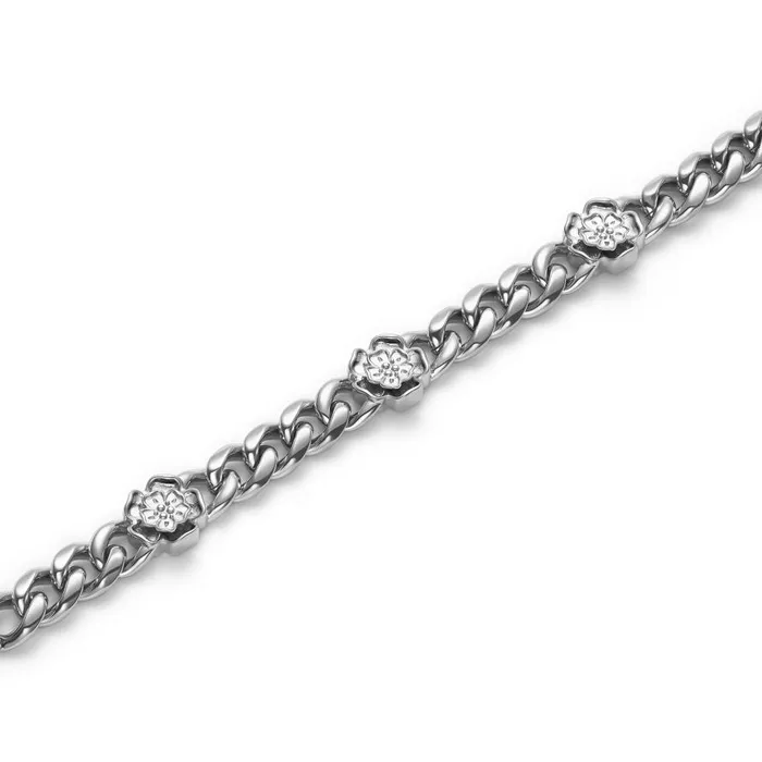 Women Bracelets Olivia Burton Tudor Rose Silver Tone Link Chain Bracelet