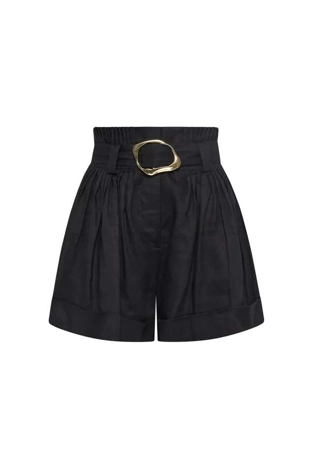 Women Byblos Belted Linen Short Black Aje Shorts