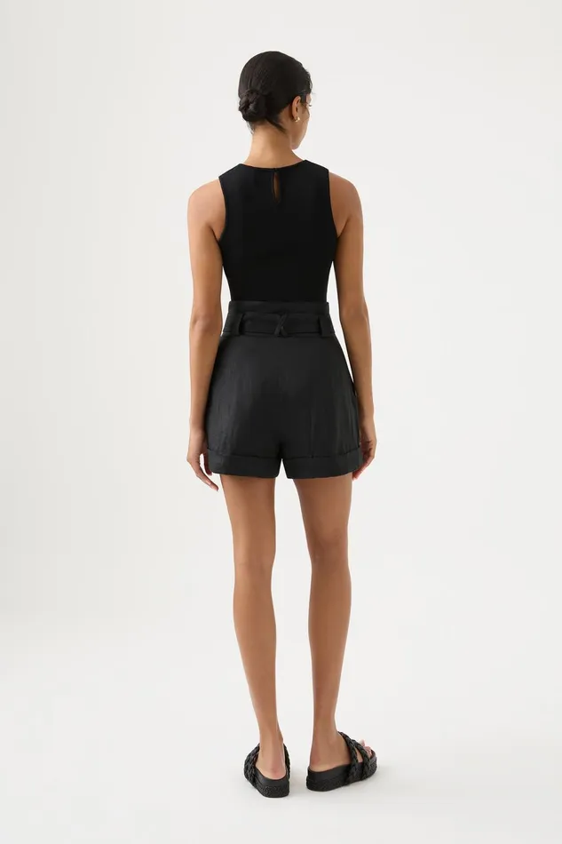 Women Byblos Belted Linen Short Black Aje Shorts