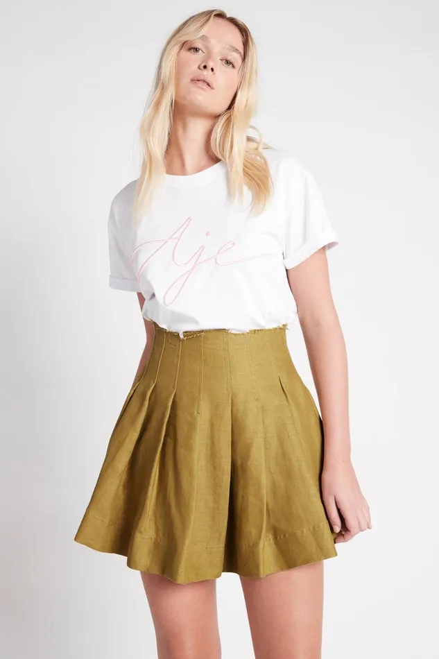 Women Byblos Mini Skirt Olive Green Aje Skirts