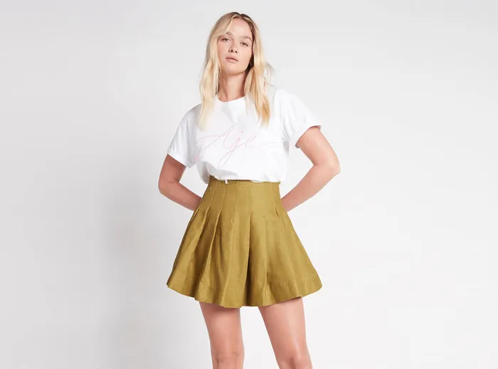 Women Byblos Mini Skirt Olive Green Aje Skirts