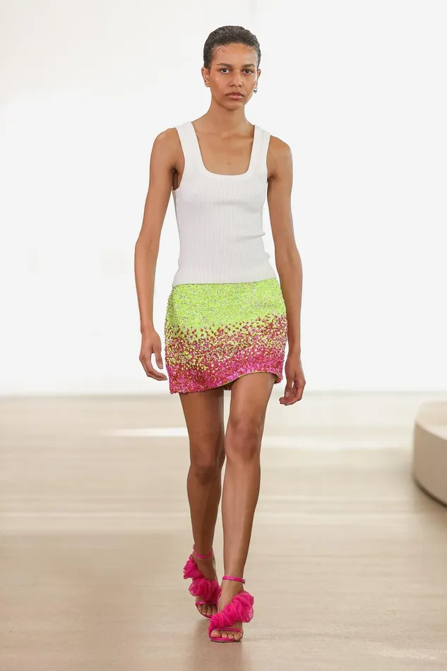 Women Calypso Ombre Mini Skirt Ombre Light Lime Green Aje Skirts