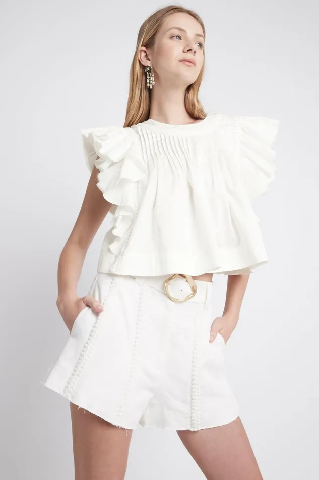 Women Cantina Belted Short Ivory Aje Shorts