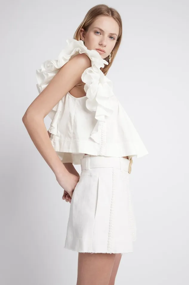Women Cantina Belted Short Ivory Aje Shorts