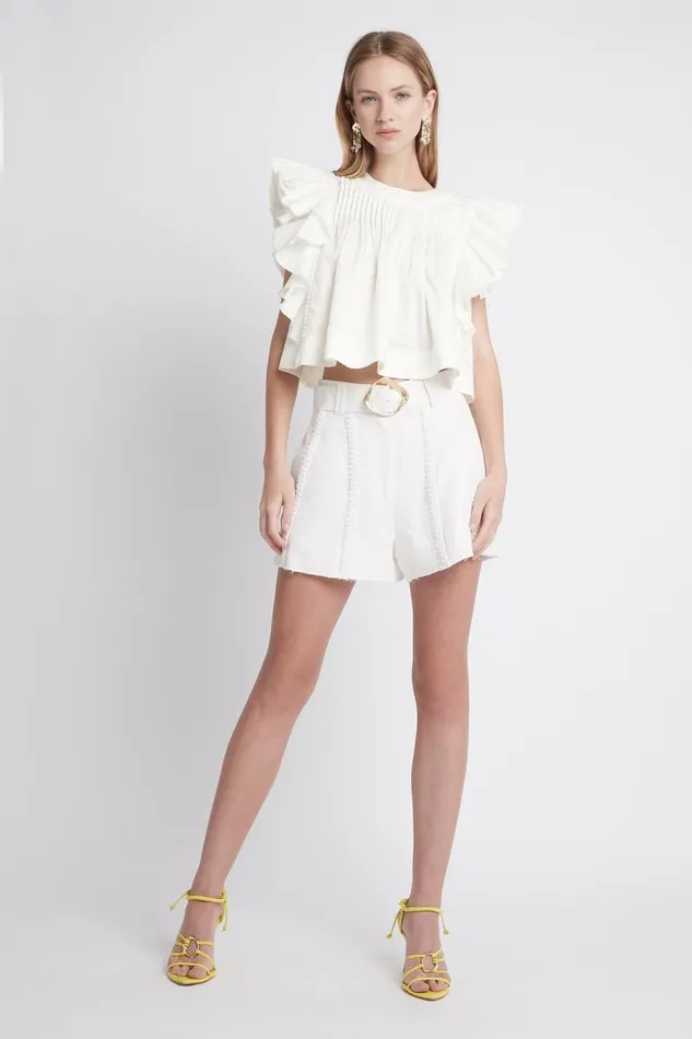 Women Cantina Belted Short Ivory Aje Shorts