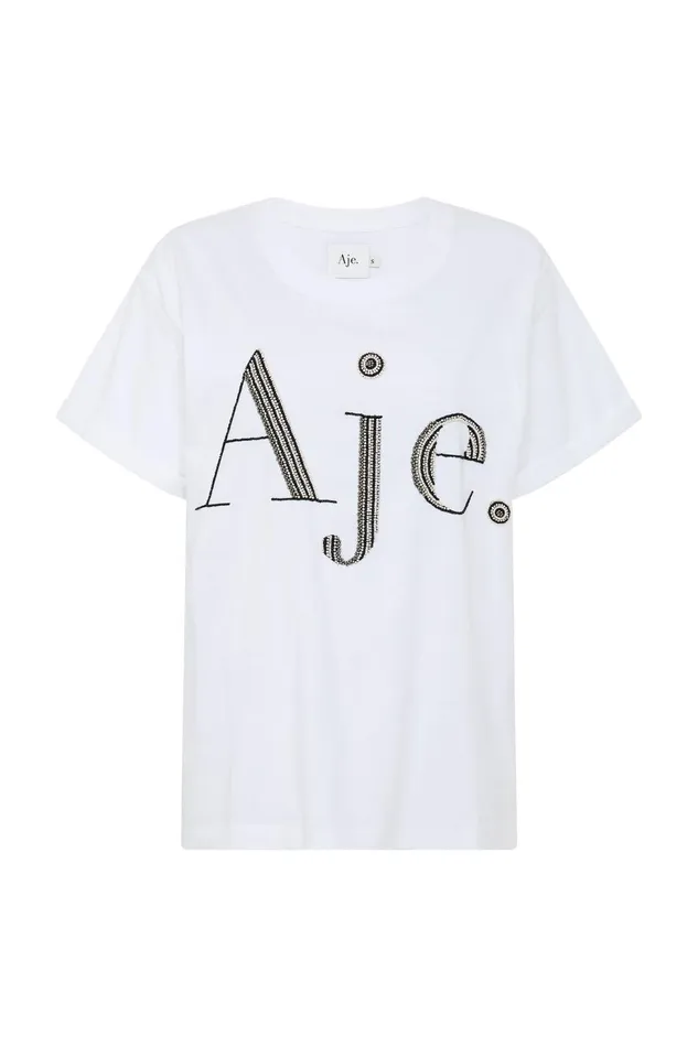 Women Cary Embellished Tee Whiteblack Aje Tees