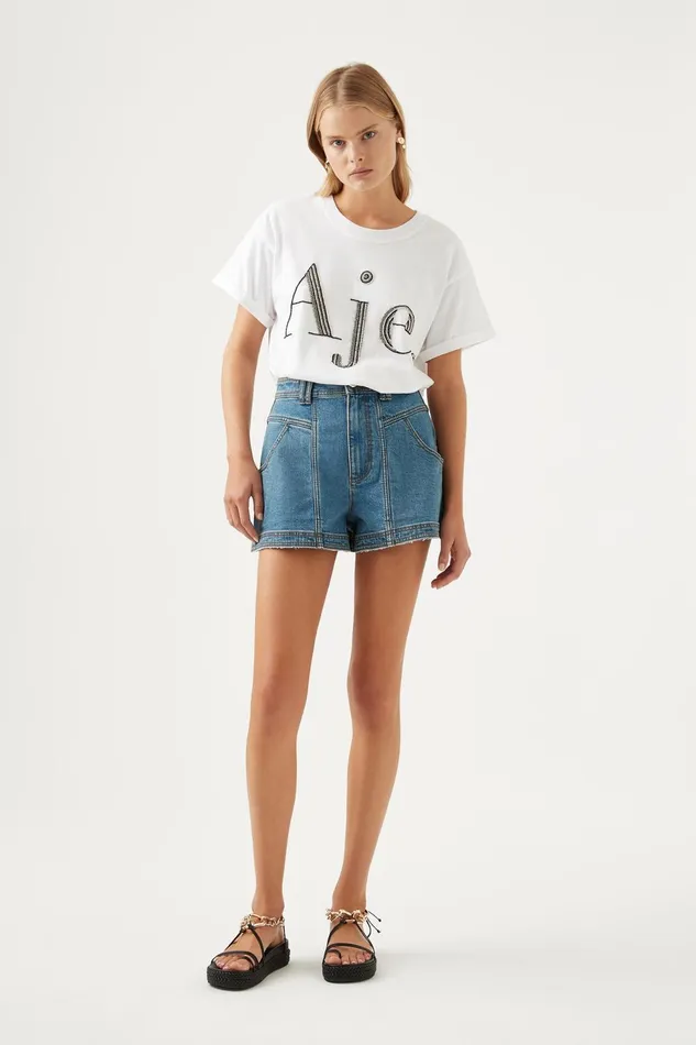 Women Cary Embellished Tee Whiteblack Aje Tees