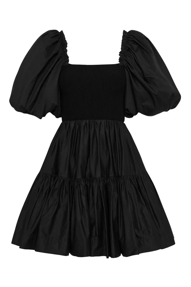 Women Casa Puff Sleeve Mini Dress Black Aje Dresses