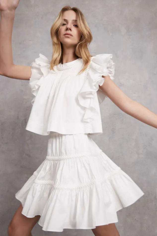 Women Casabianca Braided Mini Skirt Ivory Aje Skirts