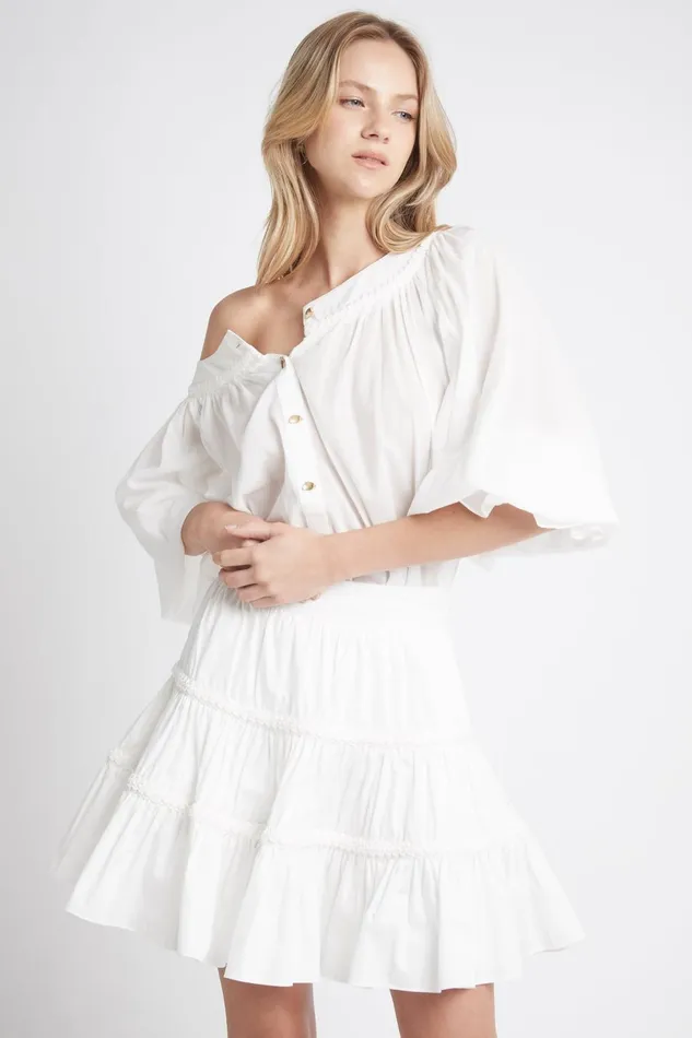 Women Casabianca Braided Mini Skirt Ivory Aje Skirts