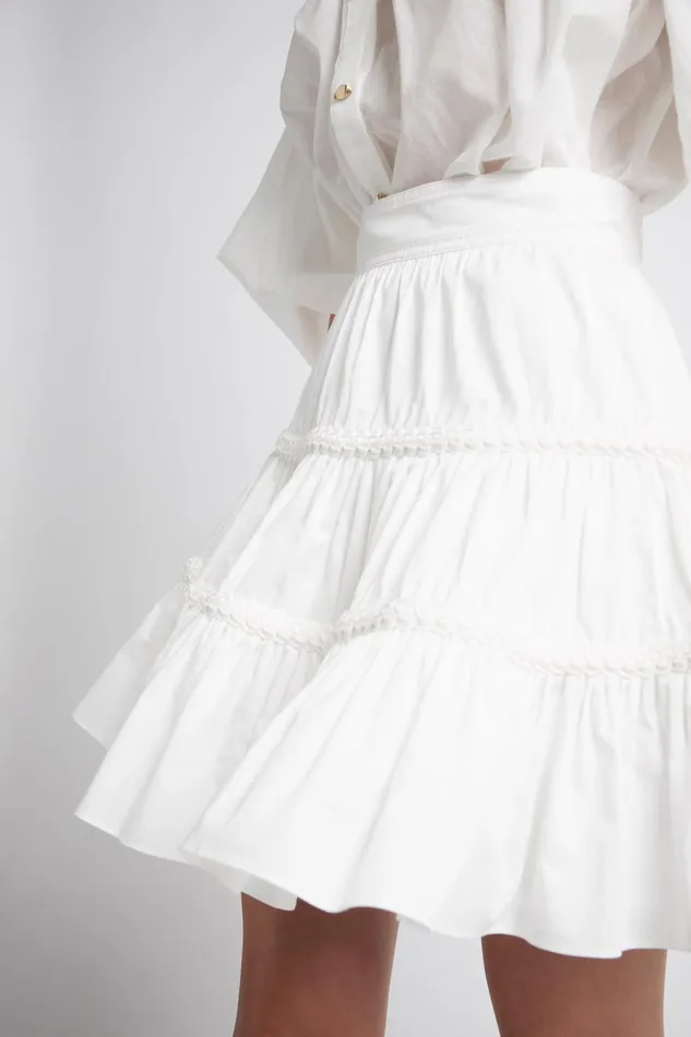 Women Casabianca Braided Mini Skirt Ivory Aje Skirts