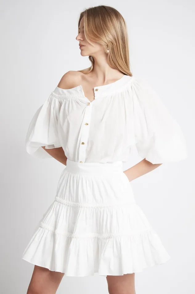Women Casabianca Braided Mini Skirt Ivory Aje Skirts