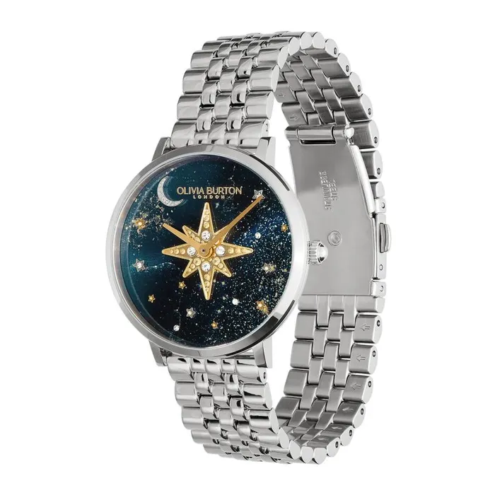 Women Celestial Watches Olivia Burton 35mm Nova Slim Sapphire Blue and Silver Bracelet Watch Women Celestial Watches Olivia Burton 35mm Nova Slim Sapphire Blue and Silver Bracelet Watch