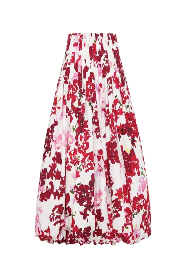 Women Cherie Bubble Midi Skirt Roses Of Provence Print Aje Skirts