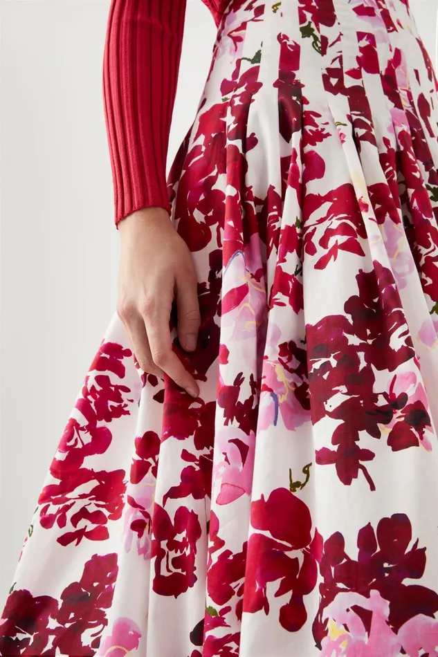 Women Cherie Bubble Midi Skirt Roses Of Provence Print Aje Skirts