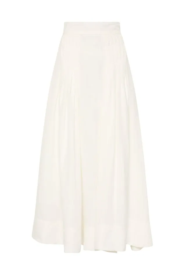 Women Chloe Tuck Detail Midi Skirt Ivory Aje Skirts