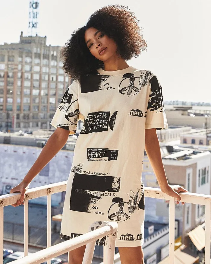 Women Chrome Freak Rising Tee Dress 8211 Whisper White Deus Ex Machina Dresses