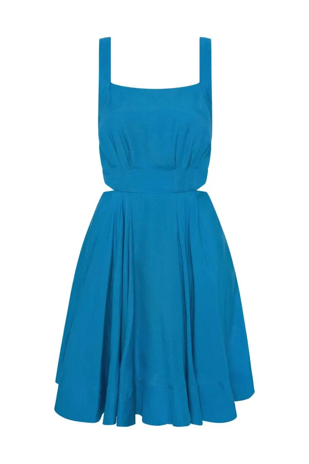 Women Clara Tie Back Mini Dress Azure Blue Aje Dresses
