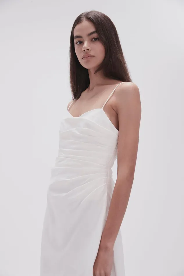 Women Clarice Draped Mini Slip Dress Ivory Aje Dresses