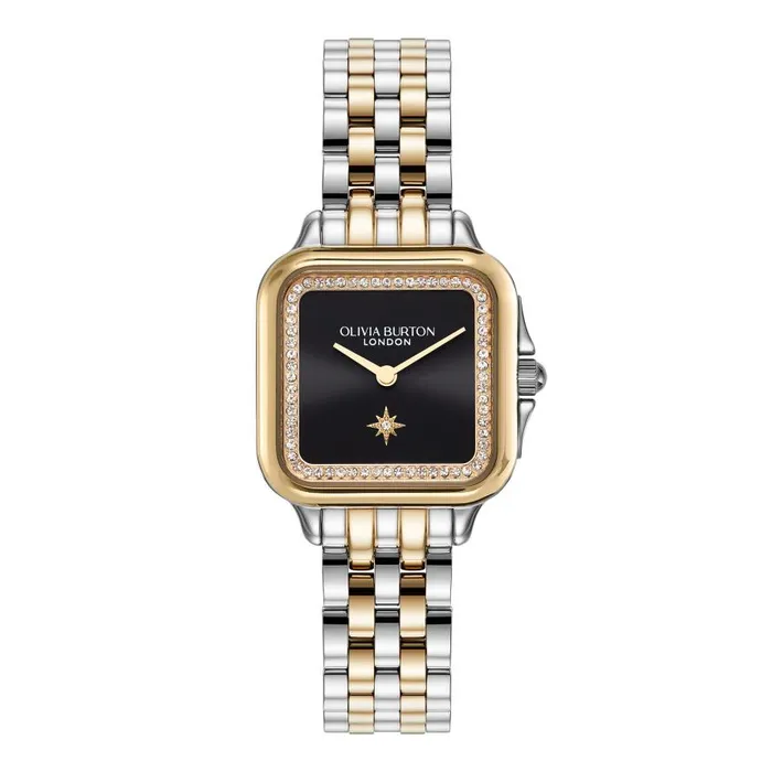 Women Classic Watches Olivia Burton 28mm Grosvenor Black and Two Tone Bracelet Watch Women Classic Watches Olivia Burton 28mm Grosvenor Black and Two Tone Bracelet Watch