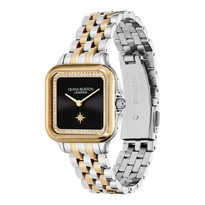 Women Classic Watches Olivia Burton 28mm Grosvenor Black and Two Tone Bracelet Watch Women Classic Watches Olivia Burton 28mm Grosvenor Black and Two Tone Bracelet Watch