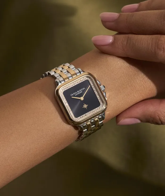 Women Classic Watches Olivia Burton 28mm Grosvenor Black and Two Tone Bracelet Watch Women Classic Watches Olivia Burton 28mm Grosvenor Black and Two Tone Bracelet Watch