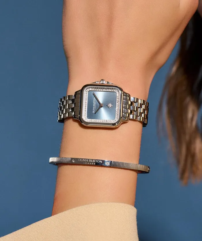 Women Classic Watches Olivia Burton 28mm Grosvenor Blue and Silver Bracelet Watch Women Classic Watches Olivia Burton 28mm Grosvenor Blue and Silver Bracelet Watch