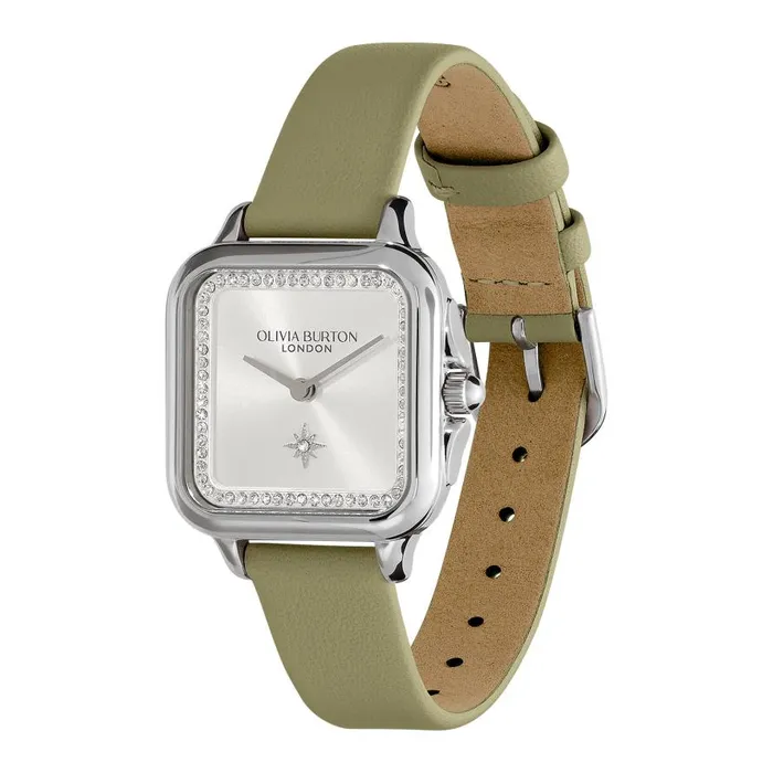 Women Classic Watches Olivia Burton 28mm Grosvenor Silver and Sage Green Leather Strap Watch Women Classic Watches Olivia Burton 28mm Grosvenor Silver and Sage Green Leather Strap Watch