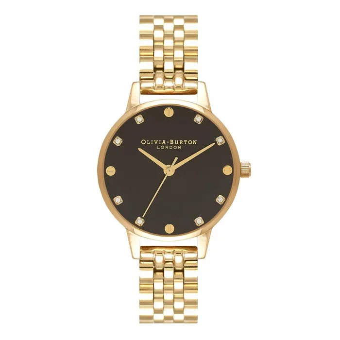 Women Classic Watches Olivia Burton 30mm Black and Gold Bracelet Watch