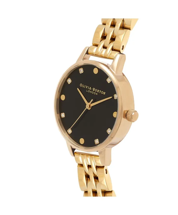 Women Classic Watches Olivia Burton 30mm Black and Gold Bracelet Watch