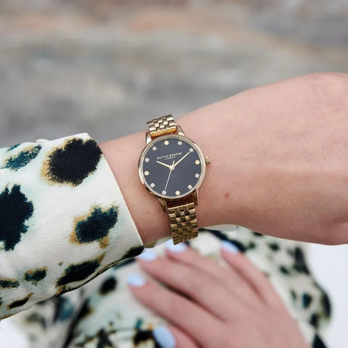 Women Classic Watches Olivia Burton 30mm Black and Gold Bracelet Watch