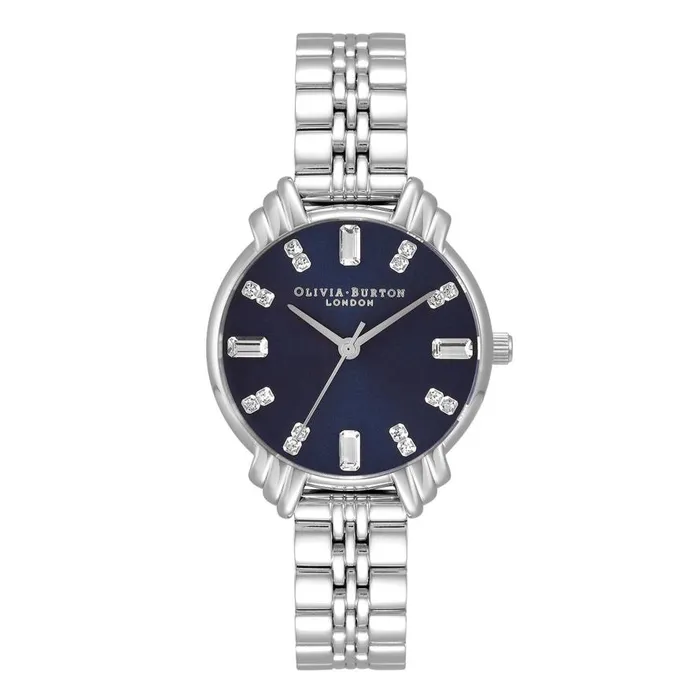 Women Classic Watches Olivia Burton 30mm Blue and Silver Bracelet Watch