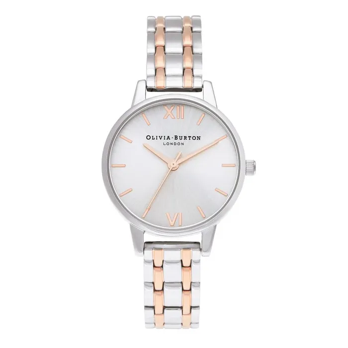 Women Classic Watches Olivia Burton 30mm Silver and Carnation Gold Bracelet Watch Women Classic Watches Olivia Burton 30mm Silver and Carnation Gold Bracelet Watch