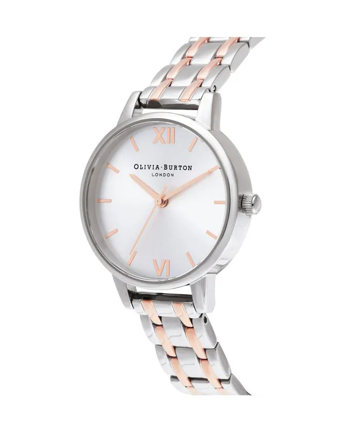 Women Classic Watches Olivia Burton 30mm Silver and Carnation Gold Bracelet Watch Women Classic Watches Olivia Burton 30mm Silver and Carnation Gold Bracelet Watch
