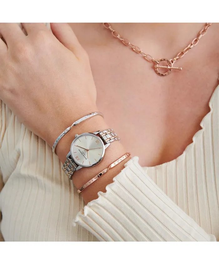 Women Classic Watches Olivia Burton 30mm Silver and Carnation Gold Bracelet Watch Women Classic Watches Olivia Burton 30mm Silver and Carnation Gold Bracelet Watch