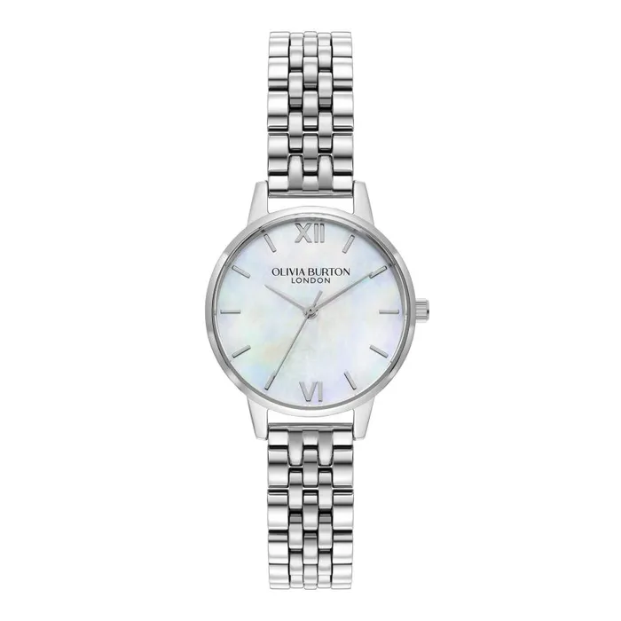 Women Classic Watches Olivia Burton 30mm White and Silver Bracelet Watch